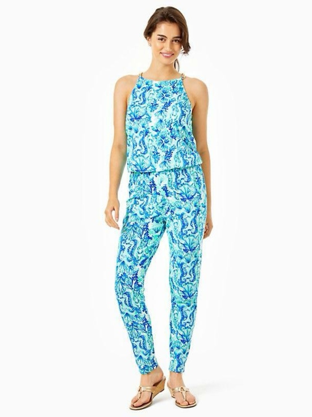 LILLY PULITZER Keeran Tropical Floral  Beach Jumpsuit Women’s Size Medium